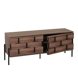 Decoshop26 Meuble TV avec compartiments de rangement portes à ouverture push 120 cm marron 04_0007865