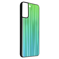 Avizar Coque Samsung Galaxy S21 Plus Bi-matière Holographique Brillant Fine Légère Vert