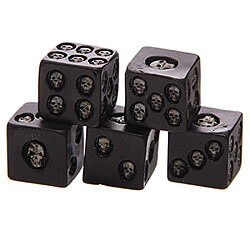 Acheter Puckator SK200 Set de 5 dés à 6 Faces - avec crânes incrustés Résine, Noir/Argent, 1,5 x 1,5 x 1,5 cm