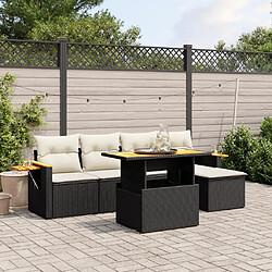 Maison Chic Ensemble Tables et chaises d'extérieur 6pcs avec coussins,Salon de jardin noir résine tressée -GKD633986