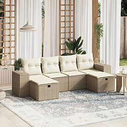 Maison Chic Salon de jardin avec coussins 6 pcs, Ensemble Tables et chaises de jardin, beige résine tressée -GKD355335