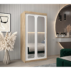 Abiks Meble Armoire PROMO T3 À Portes Coulissantes 200/100/62 2 Portes (Sonoma/Blanc)