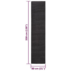 vidaXL Tapis Sisal naturel 80x350 cm Noir pas cher