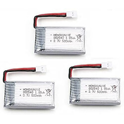 Batteries Lipo rechargeables 3.7V 500mAh pour drones RC | Compatible avec Syma, Cheerson, Skytech, Wltoys | Paquet de 3, Argent