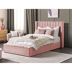 Beliani Lit double en velours rose avec banc coffre 140 x 200 cm NOYERS