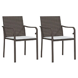 vidaXL Chaises de jardin et coussins lot de 2 marron 56x59x84 cm rotin