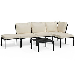 Maison Chic Salon de jardin 6 pcs + coussins - Mobilier/Meubles de jardin - Table et chaises d'extérieur sable acier -MN53965