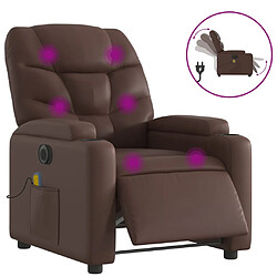 vidaXL Fauteuil de massage inclinable électrique marron similicuir