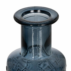 BigBuy Home Vase WE CARE Bleu verre recyclé 9 x 9 x 28 cm