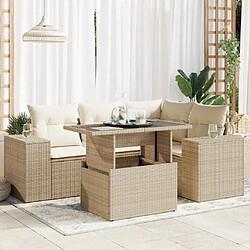 vidaXL Salon de jardin avec coussins 5 pcs beige résine tressée