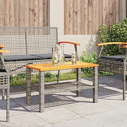 Avis Maison Chic Table de jardin | Table d'extérieur gris 70x38x42 cm résine tressée et bois acacia -GKD61469