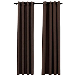 vidaXL Rideaux occultants Aspect lin avec œillets 2pcs Taupe 140x225cm