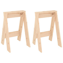 vidaXL Tabourets lot de 2 40x40x60 cm bois massif de pin