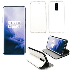 Xeptio Housse One Plus 7T PRO blanche - Etui blanc Coque OnePlus 7T PRO Protection antichoc à rabat Smartphone 2019 - Accessoires Pochette Case