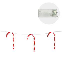 Ecd Germany Guirlande Lumineuse LED de Noël en Forme de Canne à Sucre, 28 LED, 7 Bâtons de Sucre, Blanc Chaud, Longueur 330 cm, Fonctionne sur Piles avec Minuterie, Éclairage de Décoration Intérieure