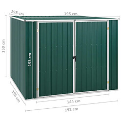 Helloshop26 Abri de jardin cabane cabanon maison de stockage remise extérieur hangar outils robuste 195 x 198 x 159 cm acier galvanisé vert 02_0022371 pas cher