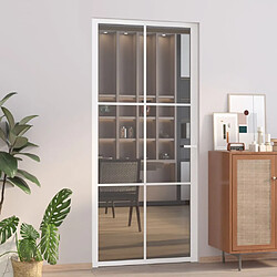 vidaXL Porte intérieure 93x201,5 cm Blanc Verre ESG et aluminium