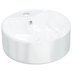 vidaXL Lavabo blanc 40x14,5 cm céramique rond