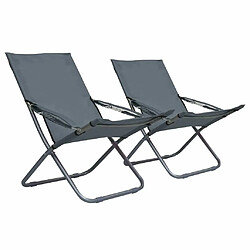 Maison Chic Lot de 2 Chaises pliables de plage Tissu Gris -GKD92322