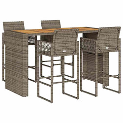 vidaXL Ensemble de bar de jardin 5 pcs sans coussins gris poly rotin