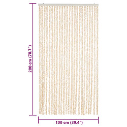 vidaXL Rideau anti-mouches beige et blanc 100x200 cm chenille pas cher