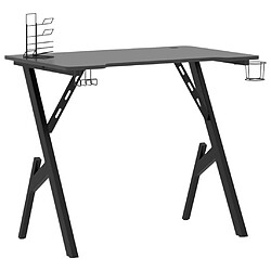 Helloshop26 Bureau table poste de travail meuble d'ordinateur informatique étude de jeu avec pieds en forme de Y 90 x 60 x 75 cm noir 02_0023772