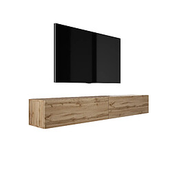 3XELIVING Meuble TV suspendu, D: l : 2 x 100 cm, H : 34 cm, P : 32 cm CHÊNE WOTAN