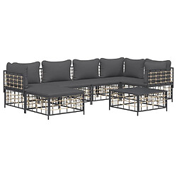 Avis Maison Chic Salon de jardin 7 pcs + coussins - Mobilier/Meubles de jardin - Table et chaises d'extérieur anthracite résine tressée -MN98909