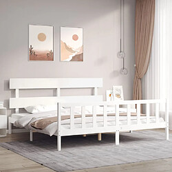 Maison Chic Lit adulte - Cadre Structure de lit avec tête de lit Contemporain blanc 200x200 cm bois massif -MN95578