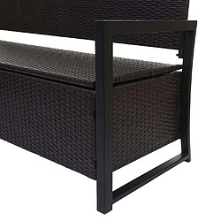 Avis Mendler Poly-Rattan Banc 3 places HWC-F39, Banc de jardin coffre, rangement Coussin d'assise ~ brun, coussin noir