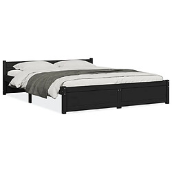 vidaXL Cadre de lit sans matelas noir bois massif 150x200 cm