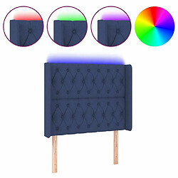 Maison Chic Tête de lit scandinave à LED,meuble de chambre Bleu 103x16x118/128 cm Tissu -MN67180