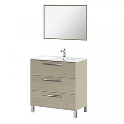 Dansmamaison Meuble sous vasque 3 tiroirs 80 cm + vasque + miroir Pin - ENATHA