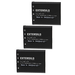 Vhbw EXTENSILO 3x Batteries compatible avec Casio Exilim EX-FC200S, EX-FC500S, EX-Z200, EX-Z2000 appareil photo, reflex numérique (1050mAh, 3,7V, Li-ion)