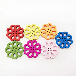 Avis 100 pcs mélangé couleur fleur bois boutons 4 trous pour coudre scrapbooking artisanat