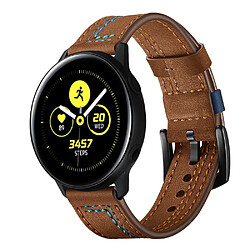 Bracelet en cuir véritable 20 points en forme de 7 marron pour votre Samsung Galaxy Watch Avtive 42mm