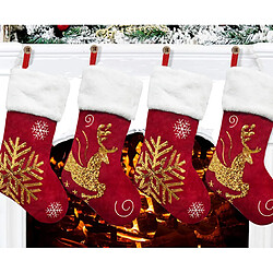 C222 2PCS Chaussettes de Noël Sac cadeau Elk Snowflake Broderie Cadeau de Noël Pendentif Chemin de Cheminée Pendentif