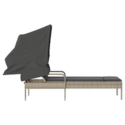 Acheter vidaXL Chaise longue avec auvent gris clair résine tressée