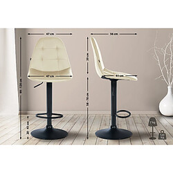 Avis Decoshop26 Tabouret de bar x1 avec repose-pieds hauteur réglable pivotant assise en PVC crème cadre métallique noir 10_0004814