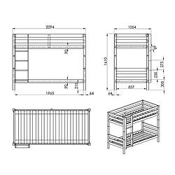 Acheter Vipack PINO Parties Lits superposés hauteur 160 cm Naturel