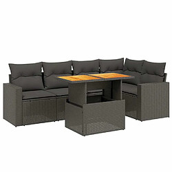 Maison Chic Ensemble Tables et chaises d'extérieur 6pcs avec coussins,Salon de jardin noir résine tressée -GKD574561