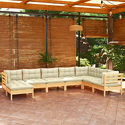 Maison Chic Salon de jardin 8 pcs + coussins - Mobilier/Meubles de jardin - Table et chaises d'extérieur crème Bois de pin solide -MN28022