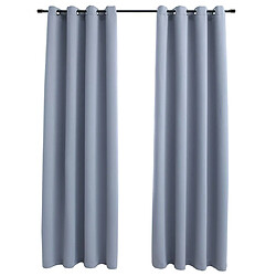 vidaXL Rideaux occultants avec anneaux en métal 2 pcs Gris 140x225 cm