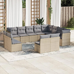 Maison Chic Salon de jardin avec coussins 12 pcs | Ensemble de Table et chaises | Mobilier d'Extérieur beige résine tressée -GKD43092