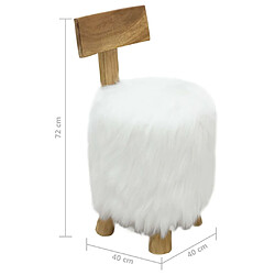 vidaXL Tabouret Blanc Bois de teck massif pas cher