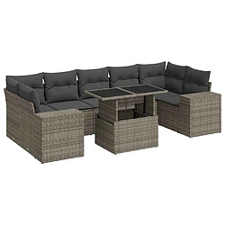 vidaXL Salon de jardin 8 pcs avec coussins gris résine tressée