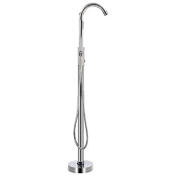 Helloshop26 Robinet de baignoire sur pied douche mitigeur douchette salle de bain maison fixation au sol autoportant 118,5 cm acier inoxydable 02_0003477