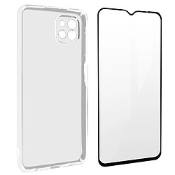 Avizar Coque Samsung Galaxy A22 5G Souple et Film Verre Trempé 9H noir