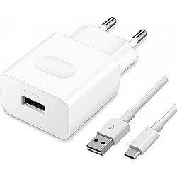 HUAWEI Chargeur secteur RAPIDE Original 2A USB Type C - Blanc avec cable 1m