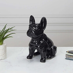 The Home Deco Factory Bouledogue en céramique assis 30 cm noir.